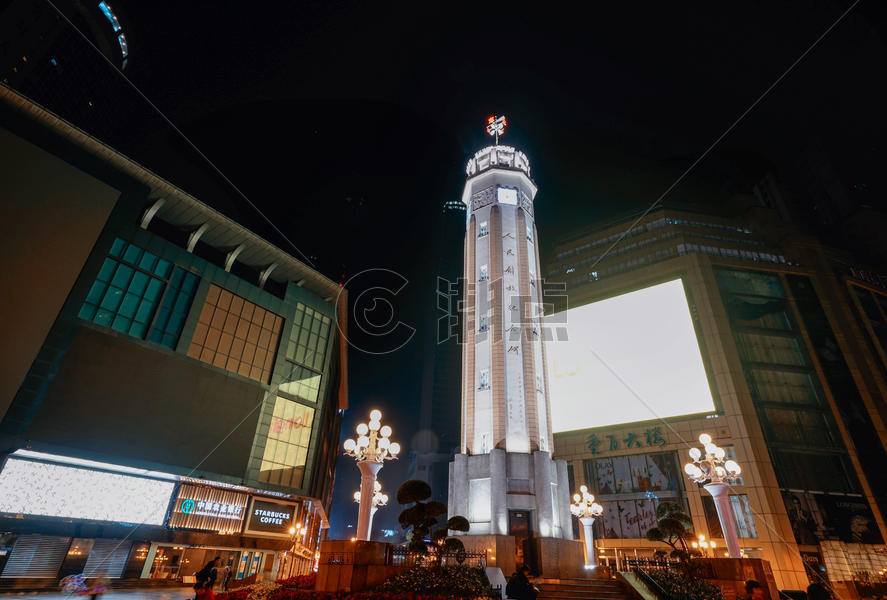 重庆人民解放纪念碑夜景图片素材免费下载