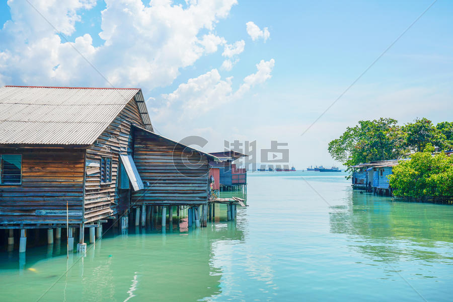 马来西亚槟城海上居民水屋图片素材免费下载