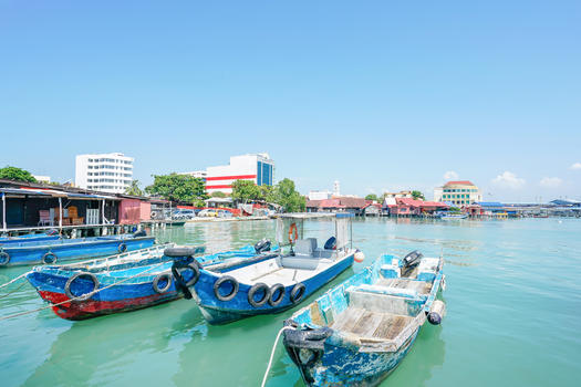 马来西亚槟城海上居民水屋图片素材免费下载