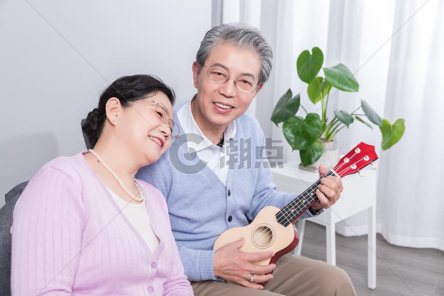 老年夫妻弹吉他图片素材免费下载
