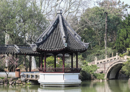 上海醉白池公园亭子图片素材免费下载