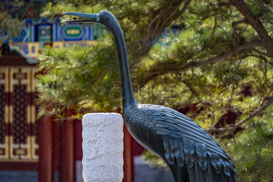 北京景山公园寿皇殿仙鹤雕塑图片素材免费下载