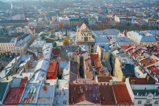 航拍乌克兰利沃夫老城图片素材免费下载