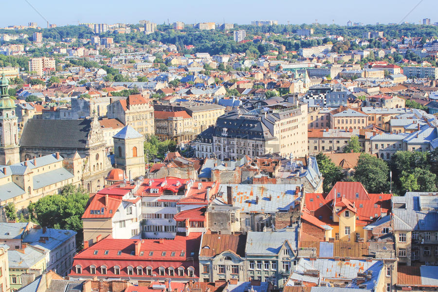 乌克兰利沃夫城市全景图片素材免费下载