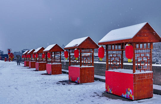 西安明城墙雪景图片素材免费下载