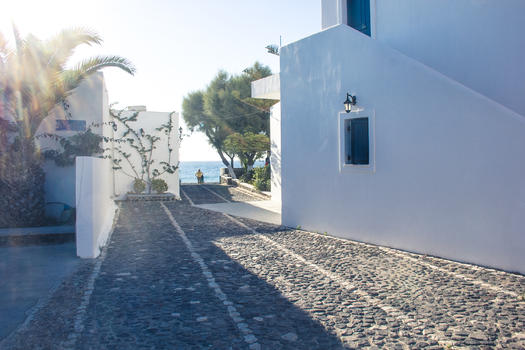 希腊圣托里尼岛海边白色建筑图片素材免费下载