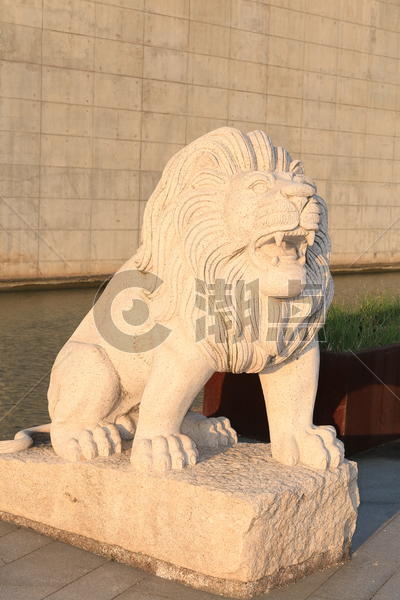 夕阳下的石狮子图片素材免费下载