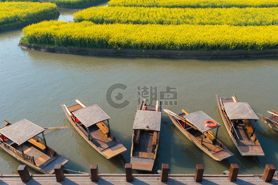 江苏兴化岸边的游船图片素材免费下载