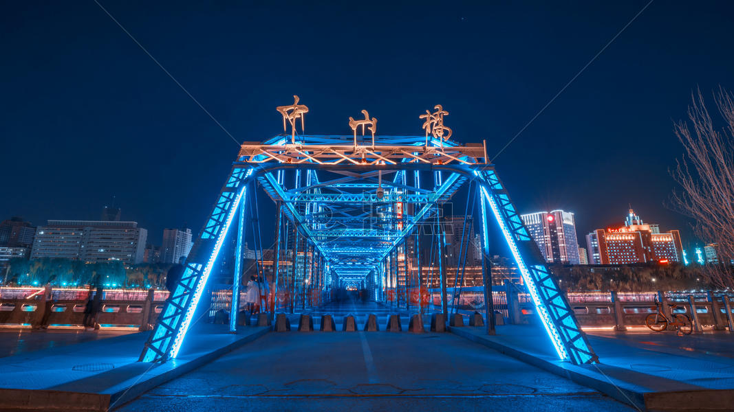 兰州中山桥夜景图片素材免费下载