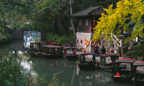 苏州旅游景点乌篷船图片素材免费下载