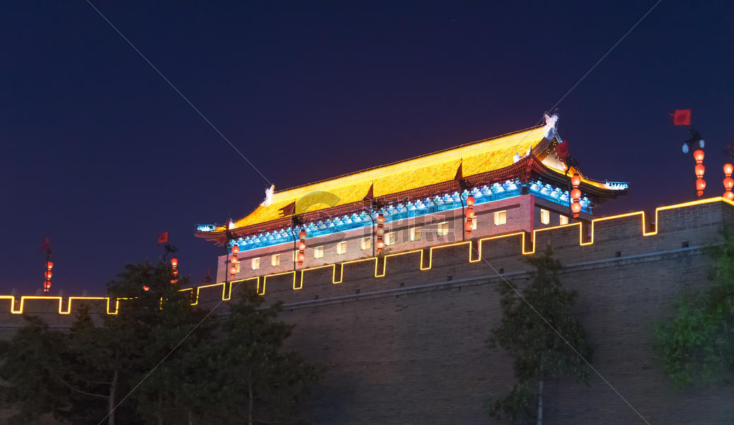 西安城墙夜景图片素材免费下载