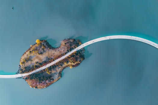 航拍合肥翡翠湖琴岛图片素材免费下载