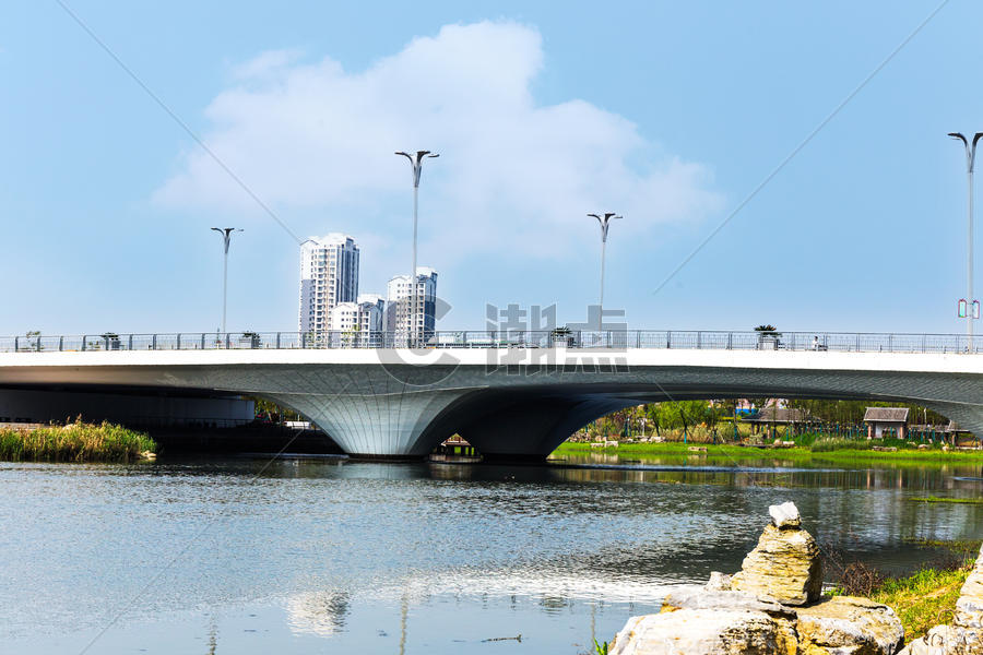 现代城市风光江河跨桥大气图片素材免费下载
