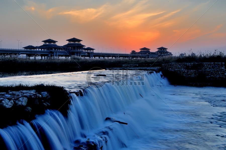 灞渭桥夕阳图片素材免费下载