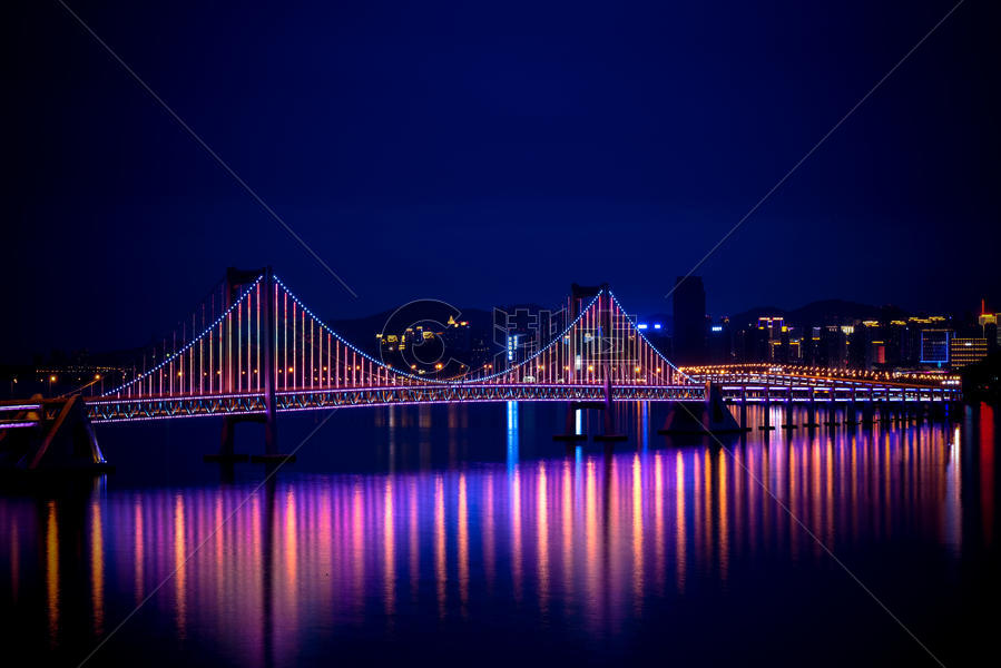 大连星海湾跨海大桥夜景图片素材免费下载