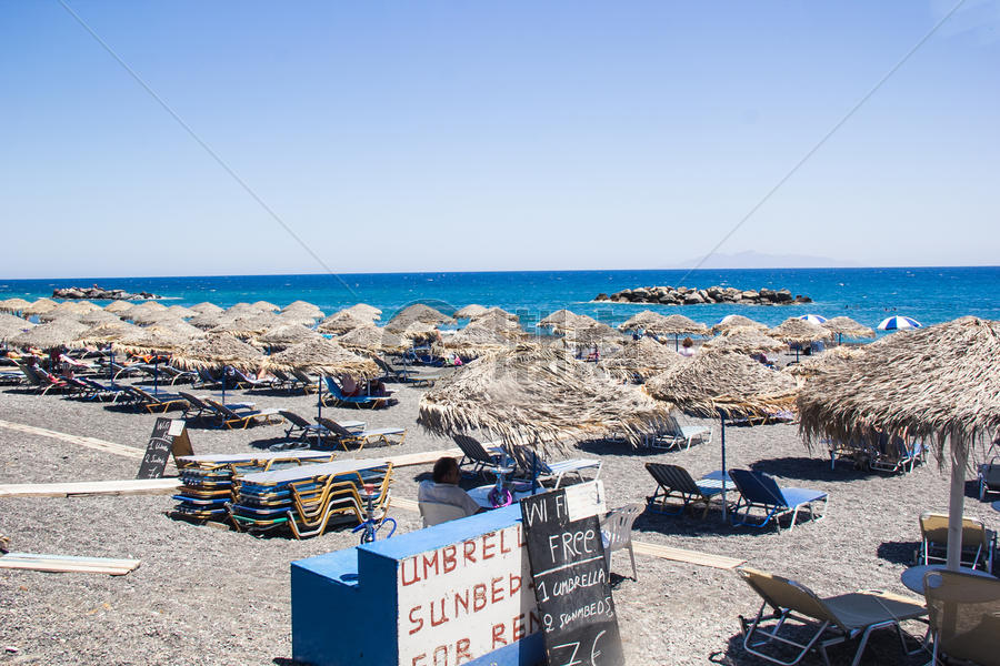 希腊圣托里尼黑沙滩图片素材免费下载