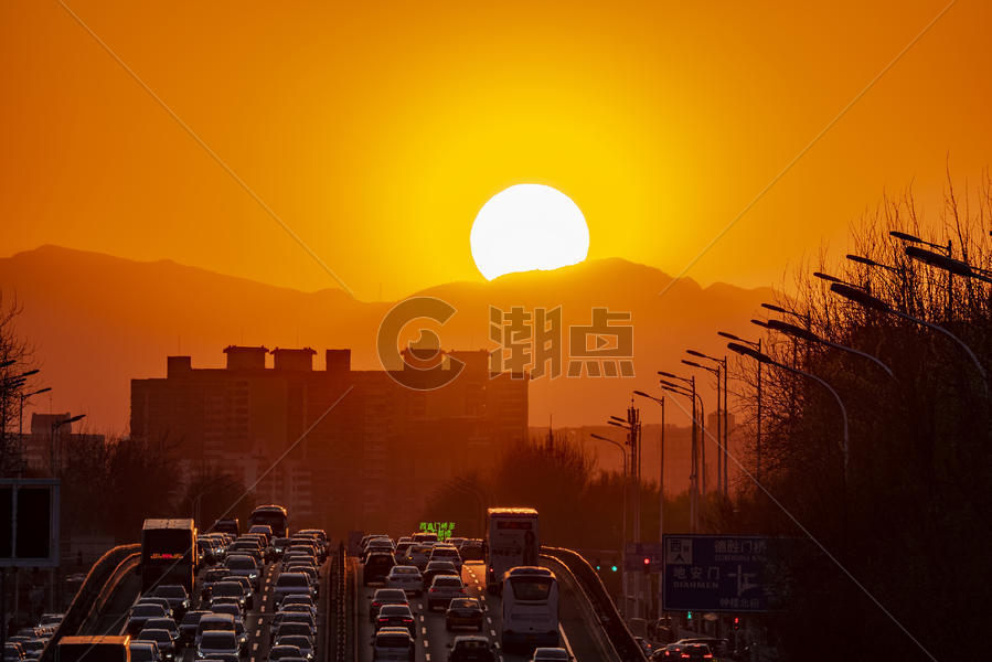 日落北京安定门西大街桥图片素材免费下载