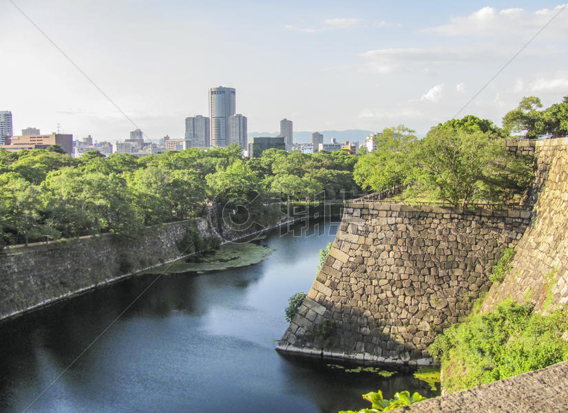 日本大阪城护城河图片素材免费下载