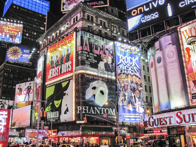 纽约地标时代广场夜景图片素材免费下载