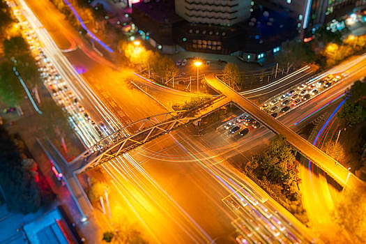 繁华城市夜景交通堵车的街头图片素材免费下载