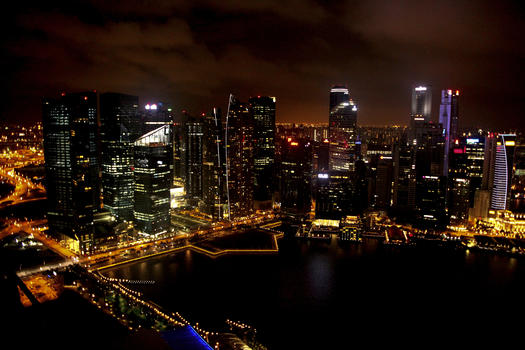 金沙酒店空中花园俯瞰新加坡城市夜景图片素材免费下载