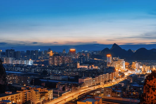 桂林临桂区老城区俯瞰城市风景图片素材免费下载