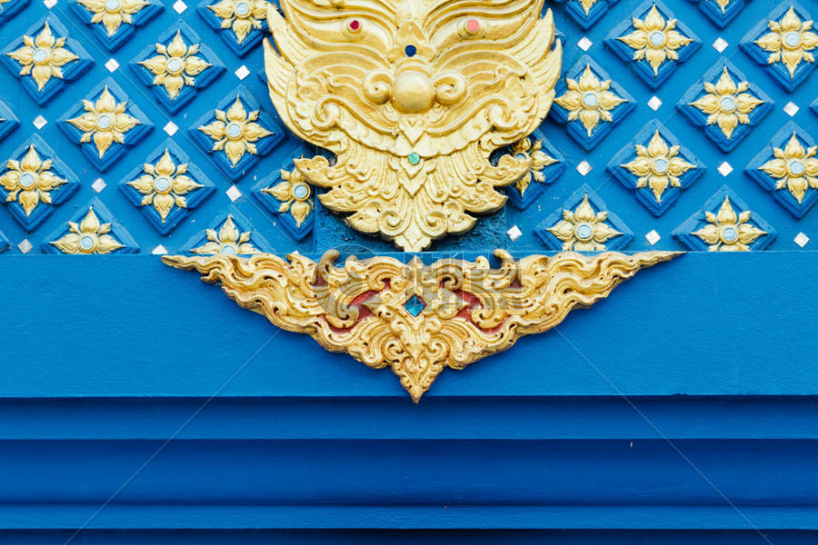 泰国蓝庙金碧辉煌的建筑细节图片素材免费下载