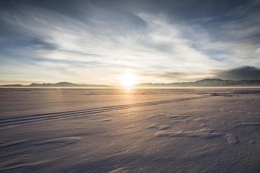 新疆冬季雪原日落图片素材免费下载