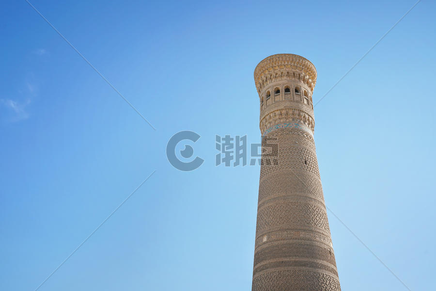 乌兹别克斯坦卡兰清真寺宣礼塔图片素材免费下载