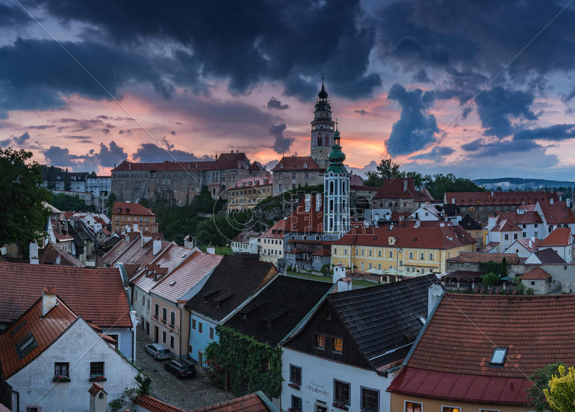 东欧捷克著名旅游小镇克鲁姆洛夫CK小镇图片素材免费下载
