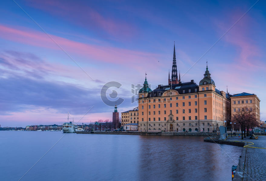 斯德哥尔摩日出城市风光图片素材免费下载