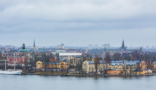 俯瞰瑞典首都斯德哥尔摩城市风光图片素材免费下载