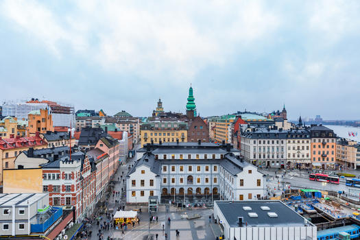 俯瞰瑞典首都斯德哥尔摩城市风光图片素材免费下载