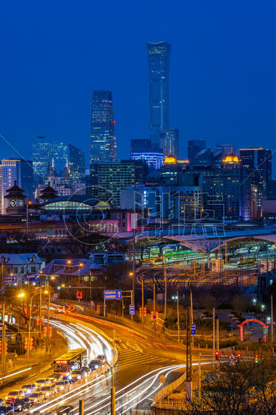 夜景北京站国贸建筑图片素材免费下载