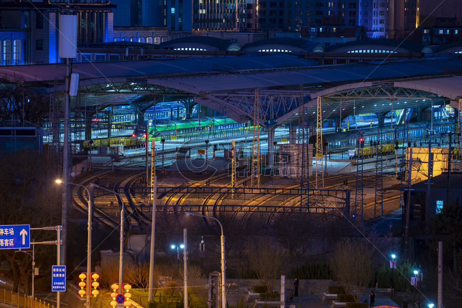 夜景北京站铁道图片素材免费下载