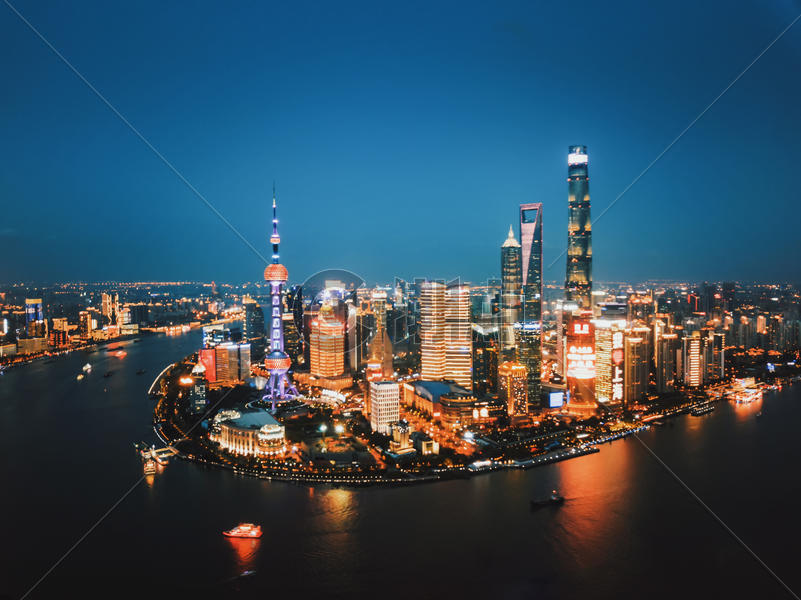 上海陆家嘴夜景航拍图片素材免费下载