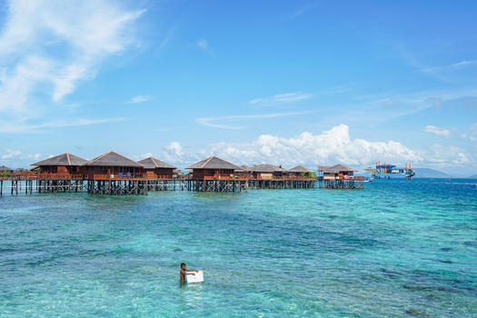 马来西亚海岛水屋图片素材免费下载