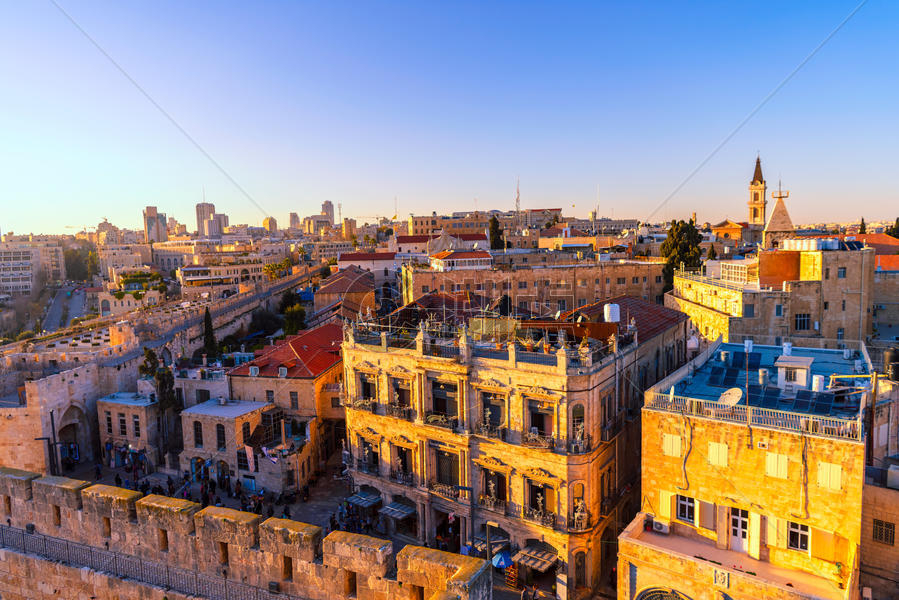 俯瞰耶路撒冷老城图片素材免费下载