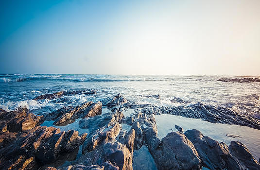 海边海岸夕阳礁石图片素材免费下载