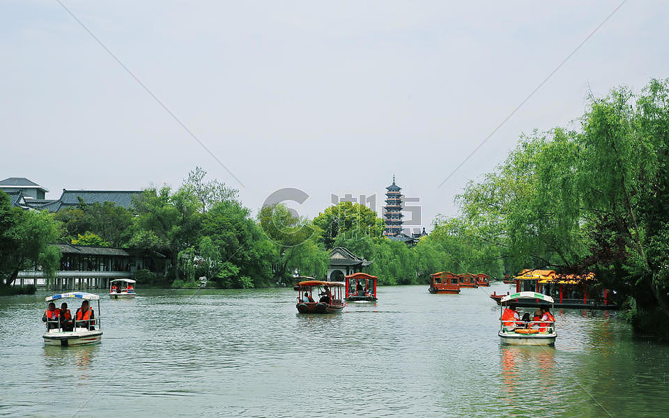 扬州瘦西湖游船图片素材免费下载