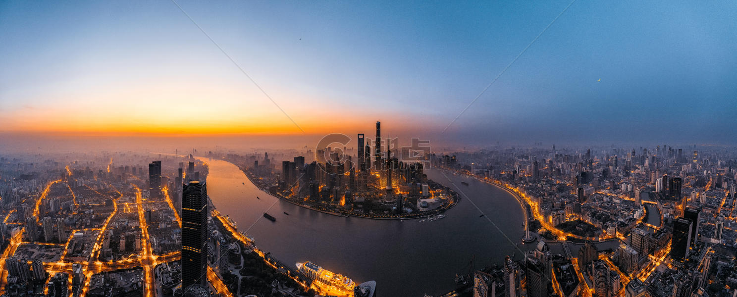上海陆家嘴日出全景图图片素材免费下载