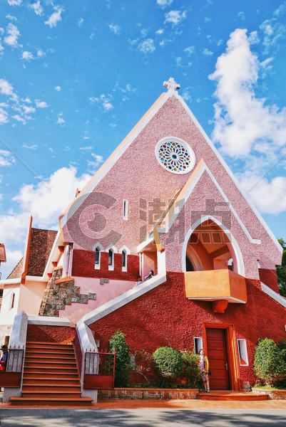 夏日糖果色建筑越南玛丽修道院图片素材免费下载
