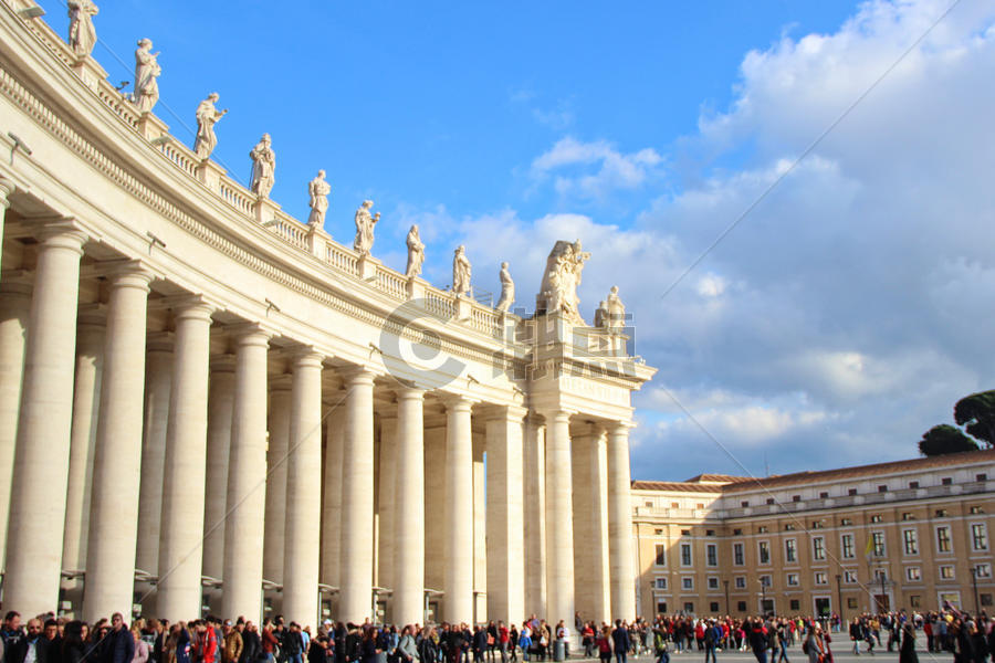 梵蒂冈圣彼得广场走廊图片素材免费下载