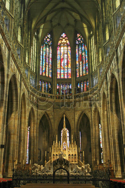 布拉格圣维特大教堂内景图片素材免费下载