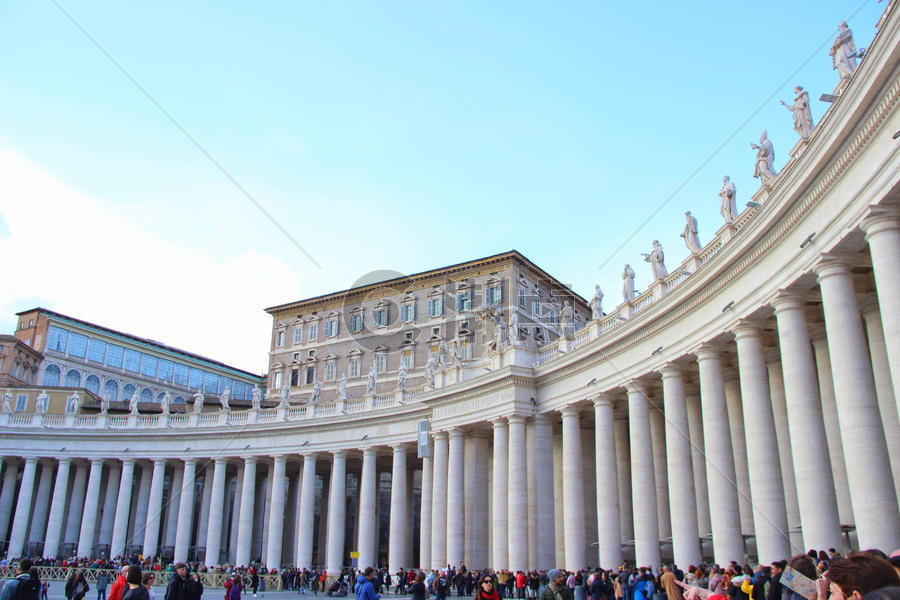 梵蒂冈圣彼得广场圆形走廊图片素材免费下载