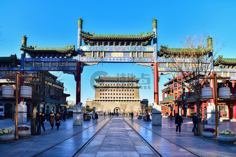 蓝天下的北京正阳门箭楼图片素材免费下载