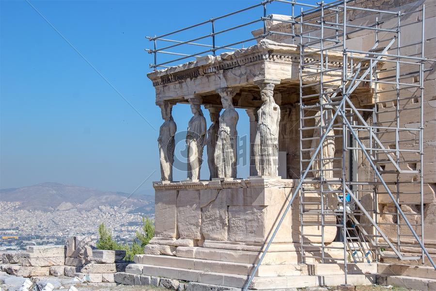 希腊雅典修葺中的帕特农神庙图片素材免费下载