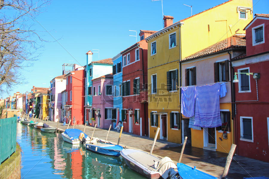 威尼斯布拉诺岛色彩房子图片素材免费下载