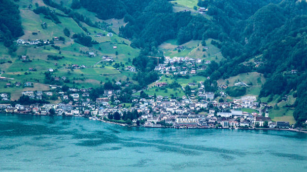 瑞士小镇湖光山色图片素材免费下载