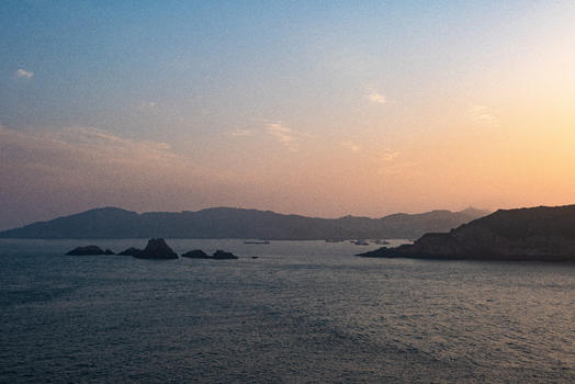 大海小岛夕阳图片素材免费下载